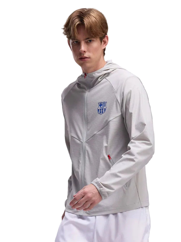 FC Barcelona Gray Hooded Sunscreen Jacket  Breathable Athleisure