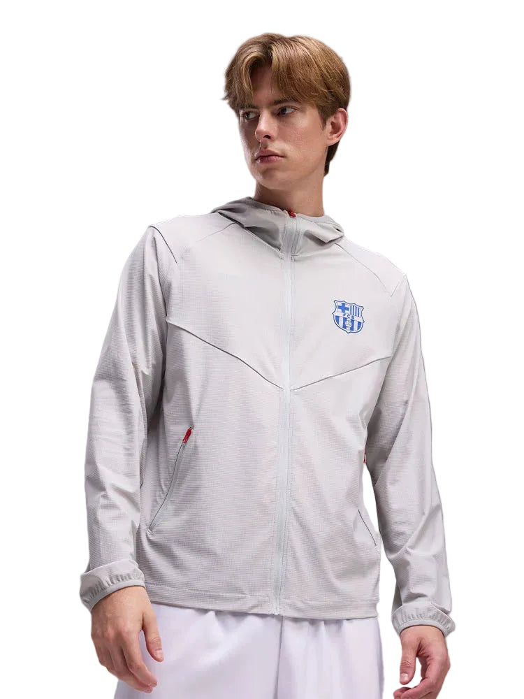 FC Barcelona Gray Hooded Sunscreen Jacket  Breathable Athleisure