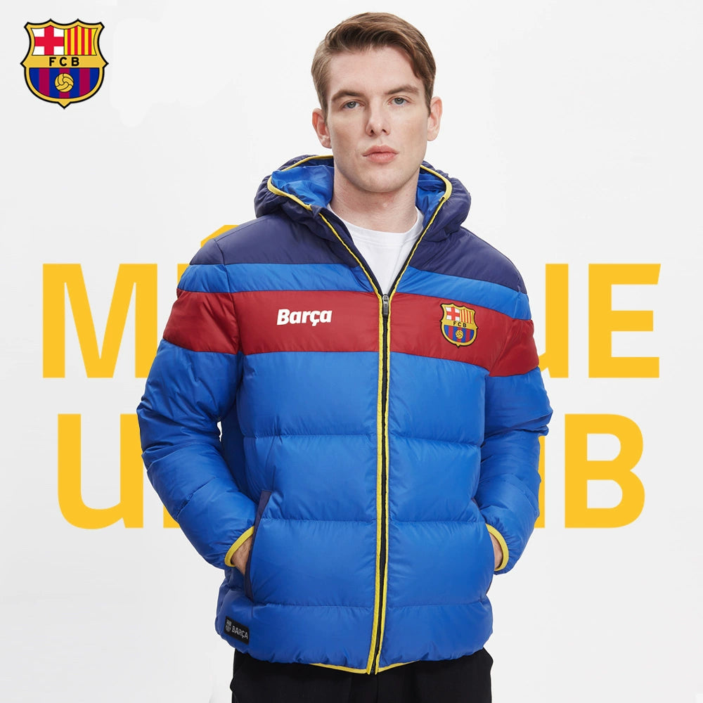 FC Barcelona Red And Blue Stripes Winter Thickened Jacket