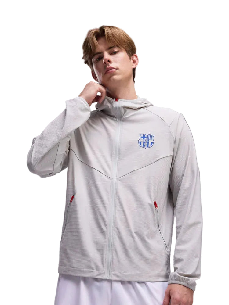 FC Barcelona Gray Hooded Sunscreen Jacket  Breathable Athleisure