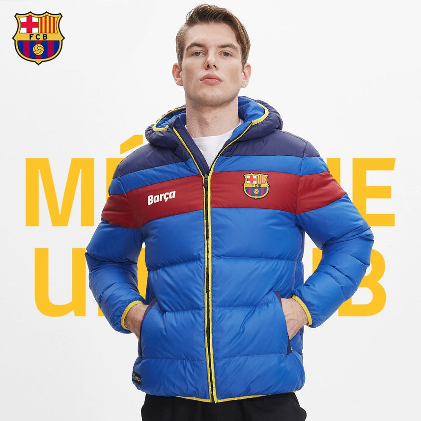 FC Barcelona Red And Blue Stripes Winter Thickened Jacket