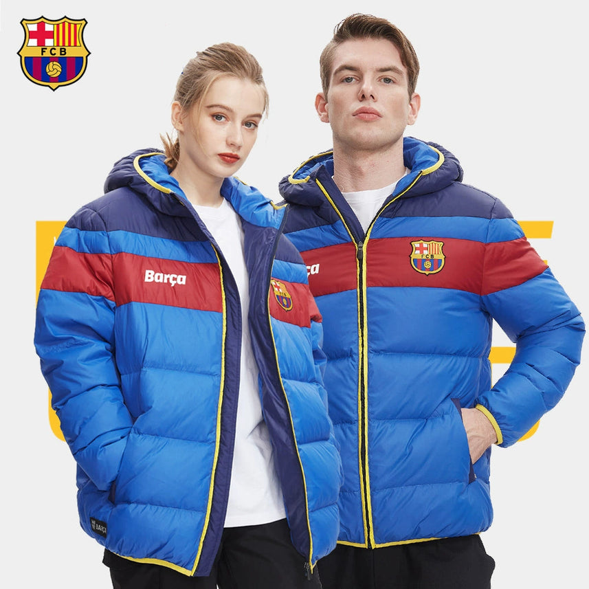 FC Barcelona Red And Blue Stripes Winter Thickened Jacket