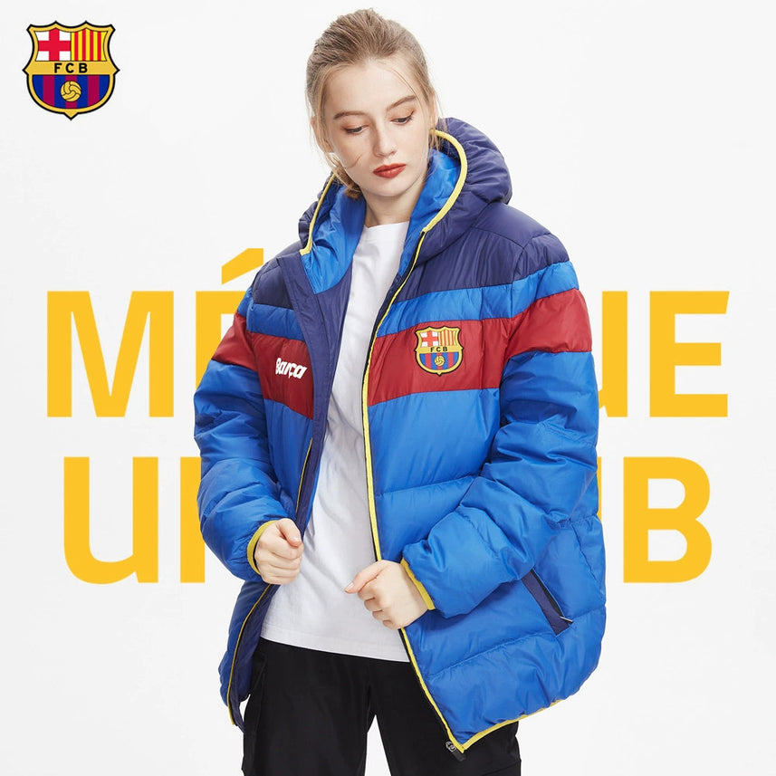 FC Barcelona Red And Blue Stripes Winter Thickened Jacket