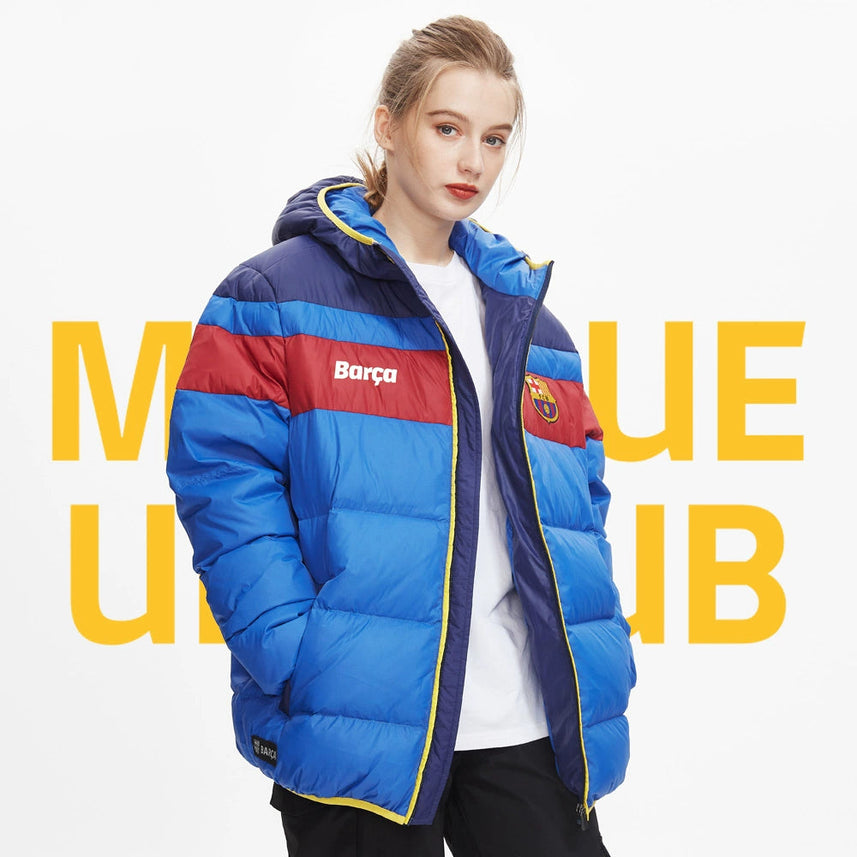 FC Barcelona Red And Blue Stripes Winter Thickened Jacket